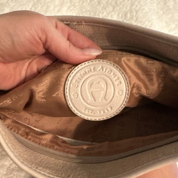 Vintage 90s Etienne Aigner Shoulder Bag Neutral Beige Textured Jute Barbiecore - Picture 8 of 16